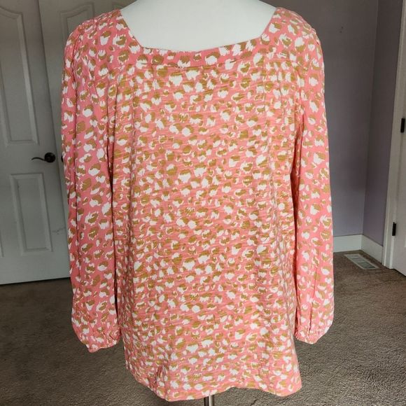 Style & Co. Lightweight peach slub knit long sleeve top square neck XL - Picture 3 of 7